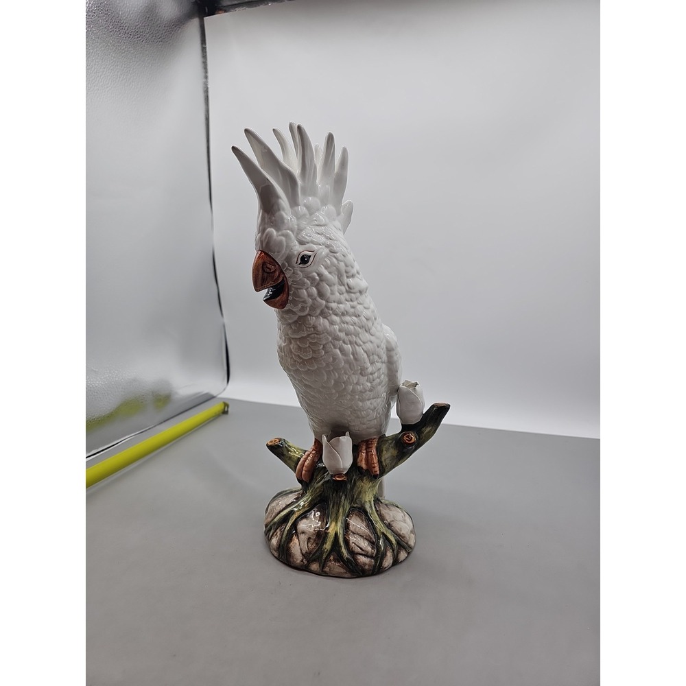 Ethan Allen Vintage 15" White Cockatoo Ceramic Figurine Italy Numbered Old Money